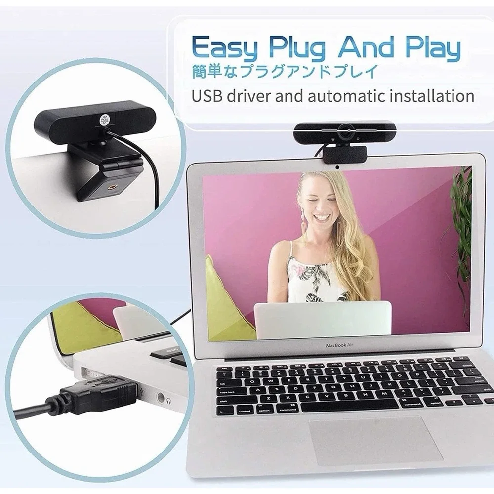 Lexvss Webcam with Microphone, Portable 2K 1440P‎ HD Wide Angle Steaming Web Cam